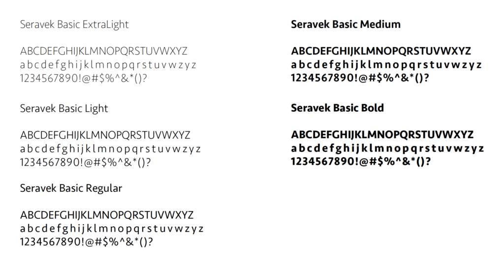 Seravek font example