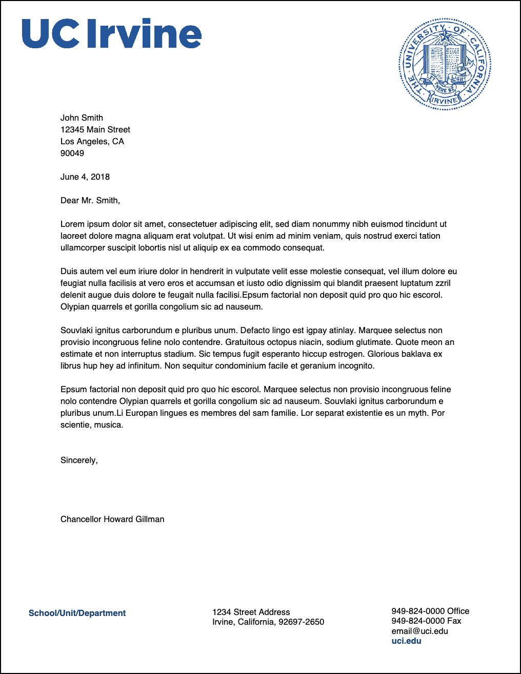 Digital letterhead example